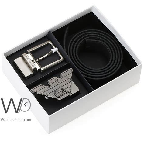 Giorgio Armani Belt 2 Buckles Set Black Men Watches Prime