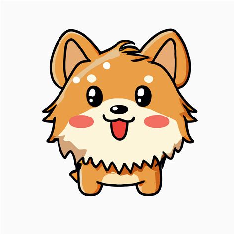 Cute Dog Illustration Dog Kawaii Chibi Vector Drawing Style Dog Cartoon