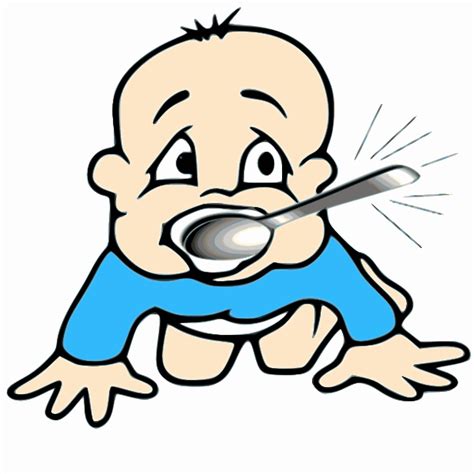 Baby with silver spoon | Free SVG