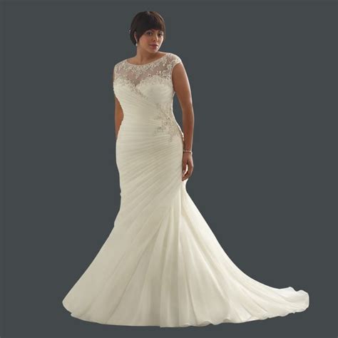 Ivory White Crystal Beading Appliques Organza Mermaid Wedding Dress