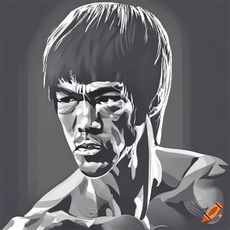 Monochrome Pop Art Portrait Of Bruce Lee On Craiyon