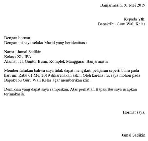 Contoh Surat Izin Sekolah Karena Sakit Sma Terbaik
