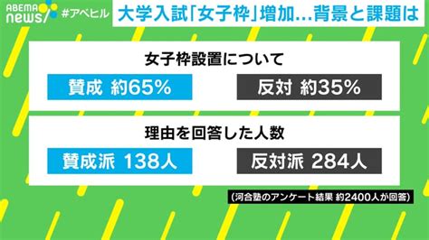 大学入試「女子枠」増加背景と課題は Abemaヒルズ【平日ひる12時〜生放送】 最新news ニュース 無料動画・見逃し