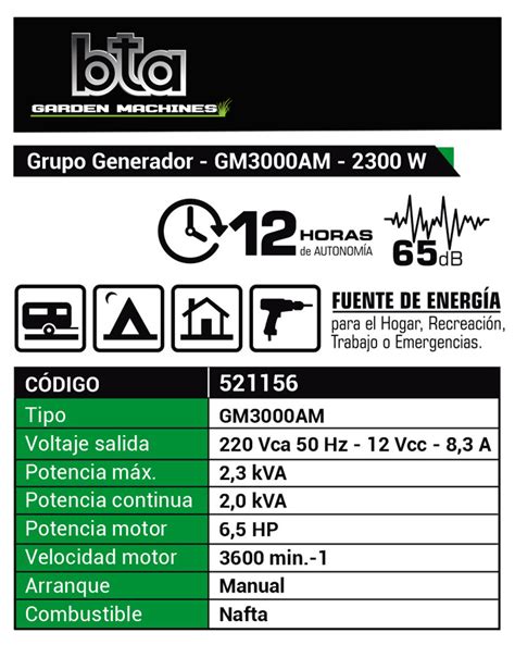 Grupo Electrógeno Generador BTA Naftero 6 5HP