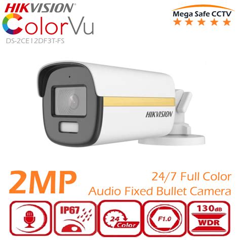 Hikvision Colorvu Mp Outdoor In Full Color Audio Bullet Analog Cctv