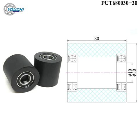 Rodillo Recubierto De PU Negro De 30mm Con Rodamientos Dobles 6800RS