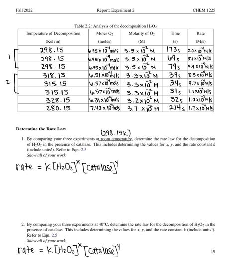 Solved The Catalase Used Was Yeast The Concentration Of H202 1 Ml Of