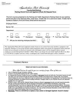 Fillable Online Hrs Appstate Form A Updated 09 10 07 Employee