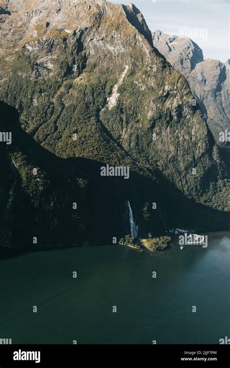 New Zealand Milford Sound Piopiotahi From Above The Head Of The