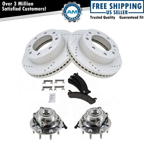 Front Wheel Hub Ceramic Brake Pad Performance Rotor Kit For GM