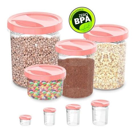 Kit 4 Potes De Rosca Para Mantimentos Alimentos Uninjet