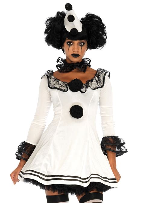 Leg Avenue Womens Pc Pierrot Clown Halloween Costume Walmart