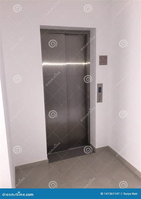 Blank Silver Lift In Home Interior Side View Empty Lift With Buttons Close To It Elevator