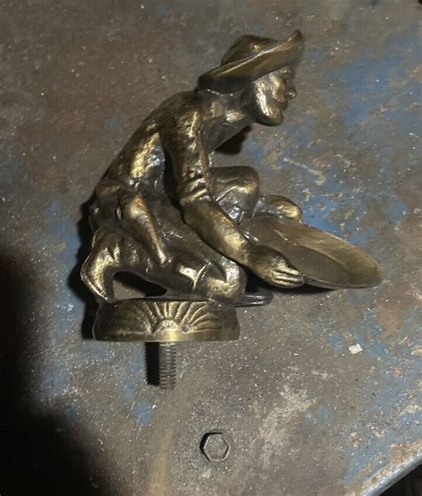 Vintage Rare Jeep Willys Gold Miner Hood Ornament Ebay