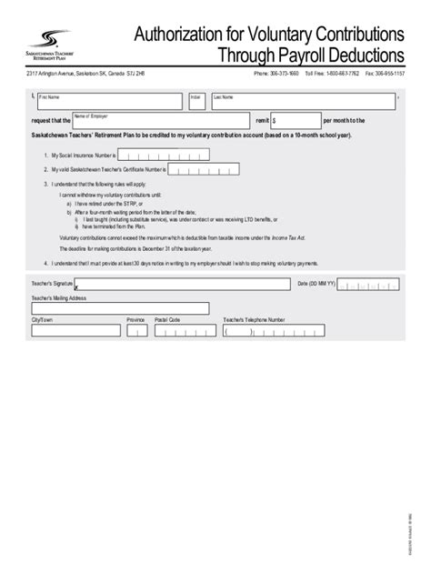 Fillable Online Authorization For Voluntary Contributions Through