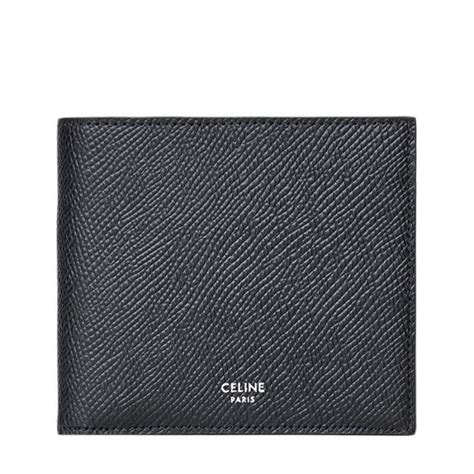 Portefeuille classique en cuir de veau grainé noir pour hommes