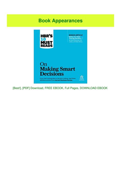 Ppt Ebook Hbr S Must Reads On Making Smart Decisions Hbr S