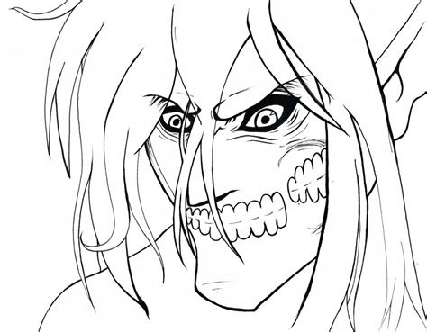 Eren Titan Line Art By Bloodyrose11 On Deviantart