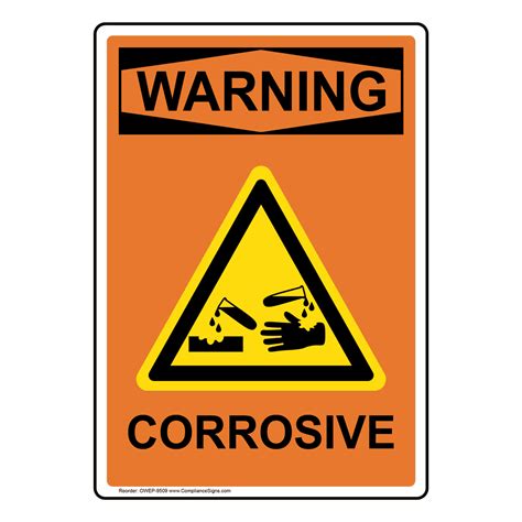 Portrait OSHA Highly Corrosive Materials Sign With Symbol ODEP-3815