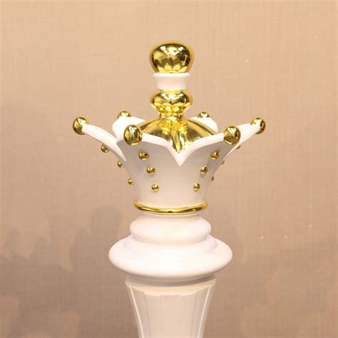 Chess Queen White Gold Leaf Sculpture Statue