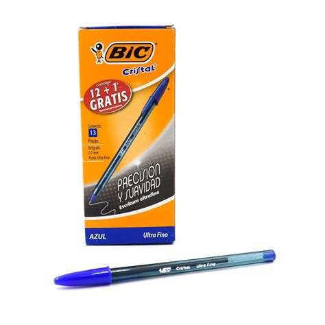 Boligrafo Bic Cristal Ultrafino 0 7mm 12 Pzas Sears