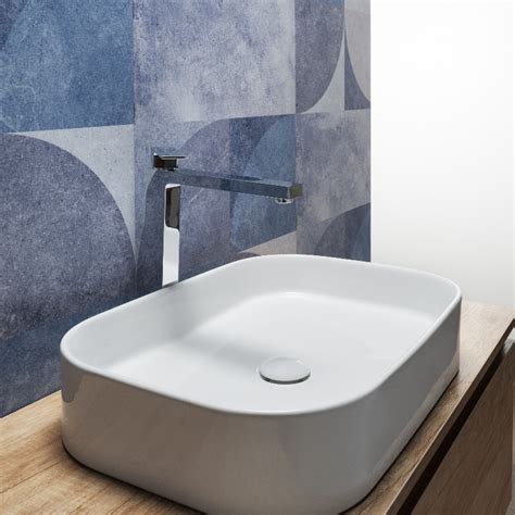 Lavabo Da Appoggio A Bacinella Rettangolare X Cm In Ceramica Bianco