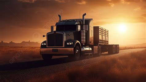 Semi Truck Sunset Wallpaper