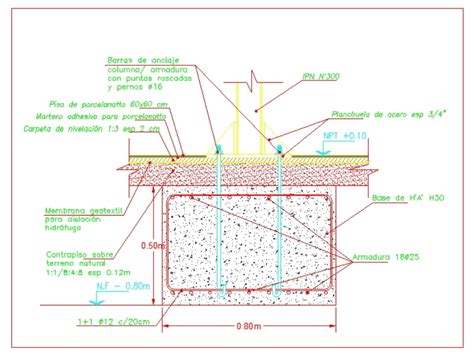 Detalle De Cimentacion De Columna Metalica Kb Bibliocad