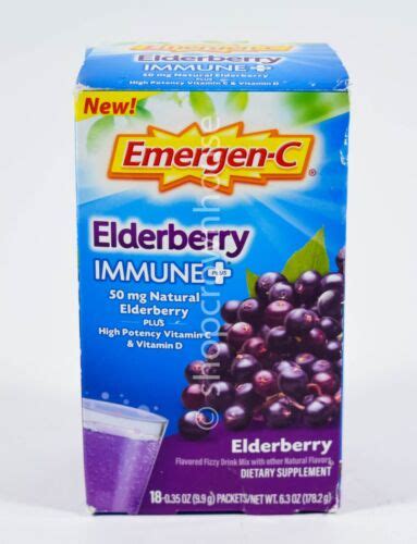 Emergen C Immune Plus Fizzy Drink Mix Elderberry Vitamin C D 18 Packets 09 2023 885898390781 Ebay