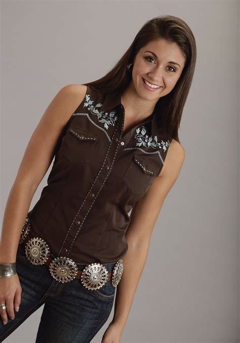 Nuts Berries Sleeveless Embroidered Cowgirl Shirt Western Wear