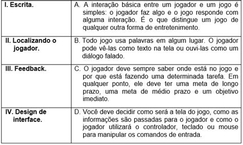 Leia E Associe As Duas Colunas Sobre Level Design E A Imers O Assinale