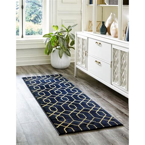 Marilynmonroe Glam Navy Blue Gold Area Rug And Reviews Wayfair