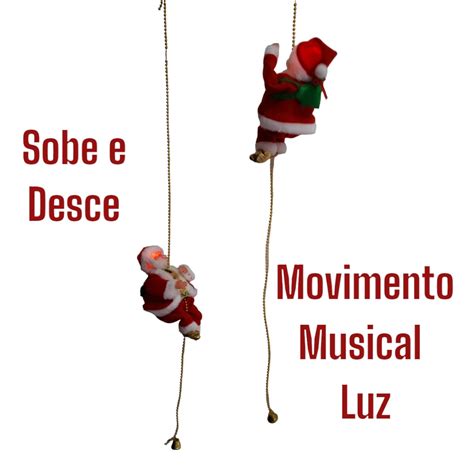 Papai Noel Sobe E Desce Cord O Musical Cord O Luz A Pilha