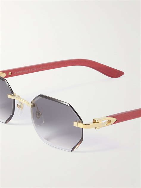 Cartier Eyewear Octagon Frame Gold Tone And Wood Sunglasses For Men Mr Porter