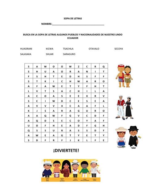 The Spanish Word Search Is Shown In This Page Which Includes Pictures