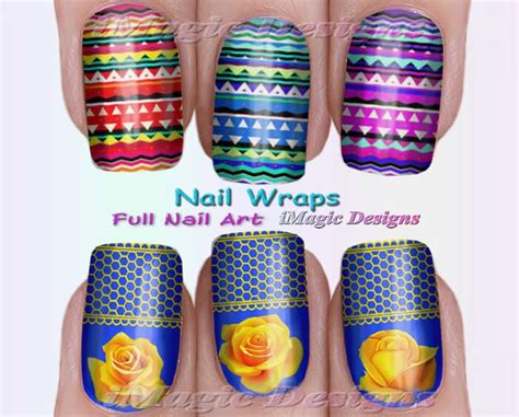 Nail Wraps Waterslide Full Nail Art Decals Stickers Yellow Etsy