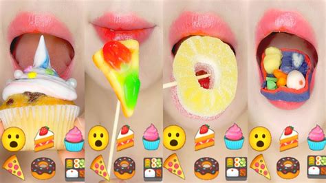 Eating Lips Asmr🍰🧁emoji Challenge Mukbang 이모지 먹방 Youtube