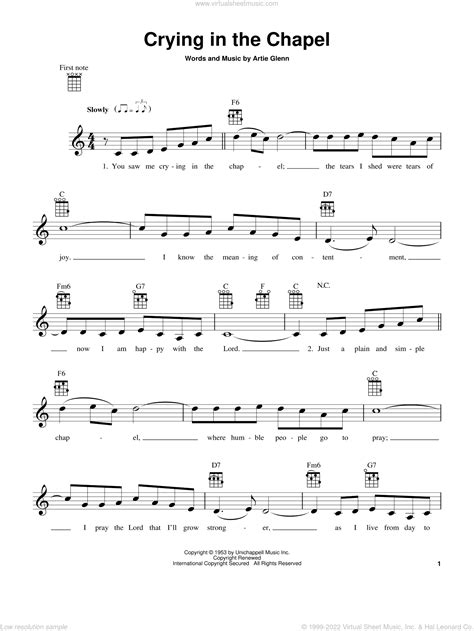 Crying In The Chapel Sheet Music For Ukulele Pdf Interactive