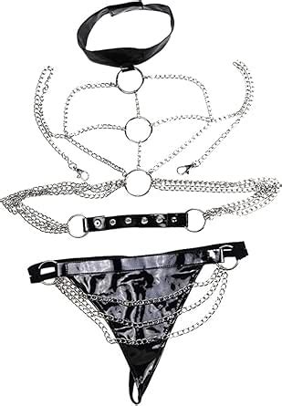 Amazon Vfjieqd Stage Performance Black Leather Sexy Exotic Wetlook Lingerie Babydoll