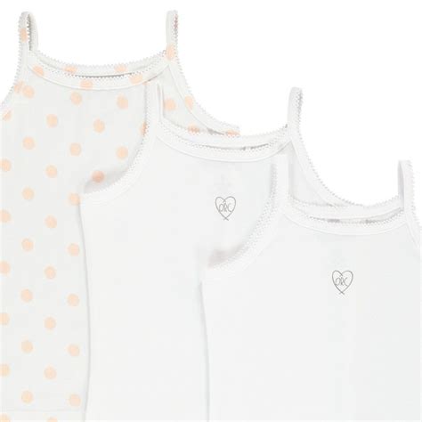 Orchestra Lot de 3 maillots de corps à bretelles pour fille Blanc 2