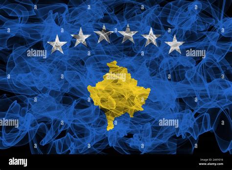 Kosovo Smoke Flag On Black Background Kosovo Flag Stock Photo Alamy