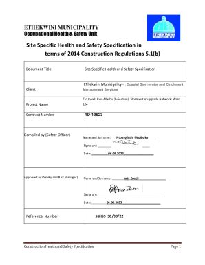 Fillable Online Site Specific Health And Safety Specification In Fax