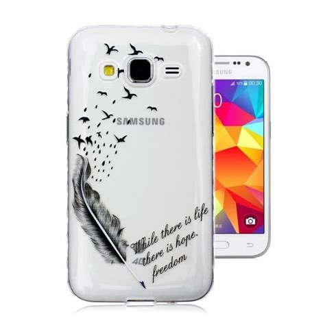 Pour Samsung Galaxy Core Prime Sm G F Coque Plume Mode Etui Silicone