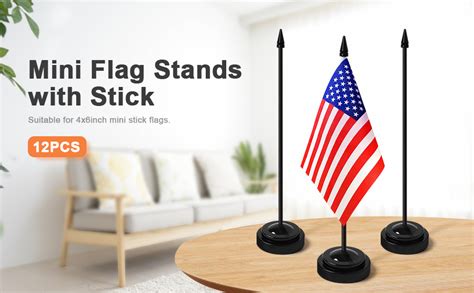 Wexpw 12 Pack Mini Flag Stands Table Flag Holders 63x22mm