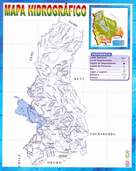 Mapa Hidrográfico De La Paz Departamento De La Paz Historia Literatura Educación De