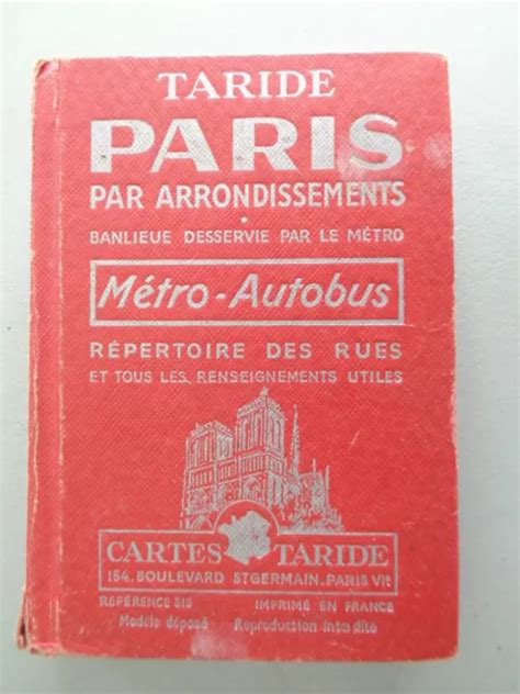 Plan Guide Taride Paris Par Arrondissements R Pertoire Rues Cartes