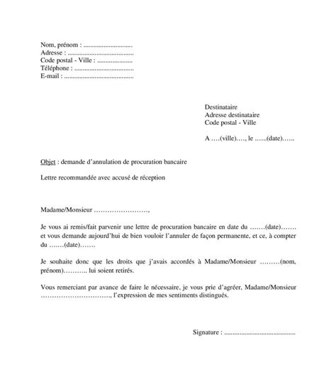 Mod Le Lettre De Demande D Annulation Ou De R Siliation De Procuration