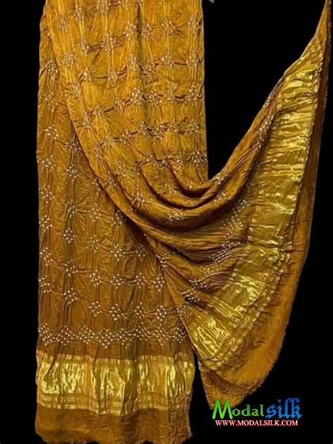 Mustered Modal Silk Bandhani Dupatta Rai Modal Silk Bandhani