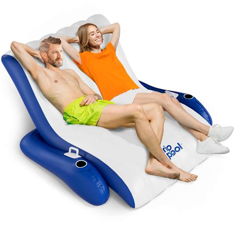 Amazon.com: Inflatable Luxury Pool Chair Recliner Float for 1-2 Adults ...
