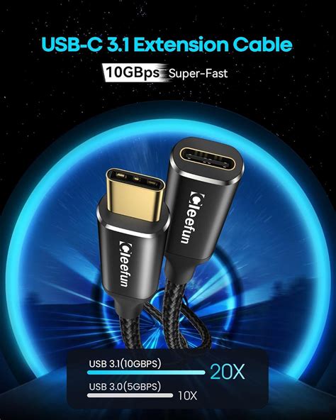 Usb C Extension Cable 3ft Usb C Male To Usb C Female Extension Cable Usb 3 1 10gbps Data And 4k